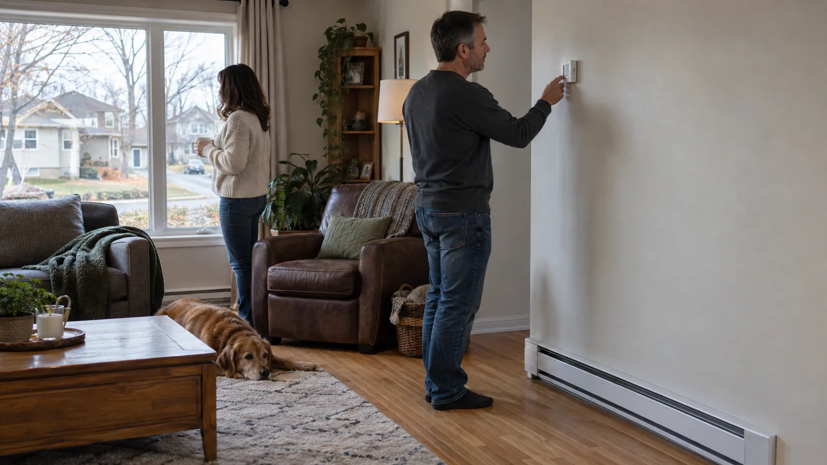 Intérieur résidentiel et équipement de chauffage sans marque
