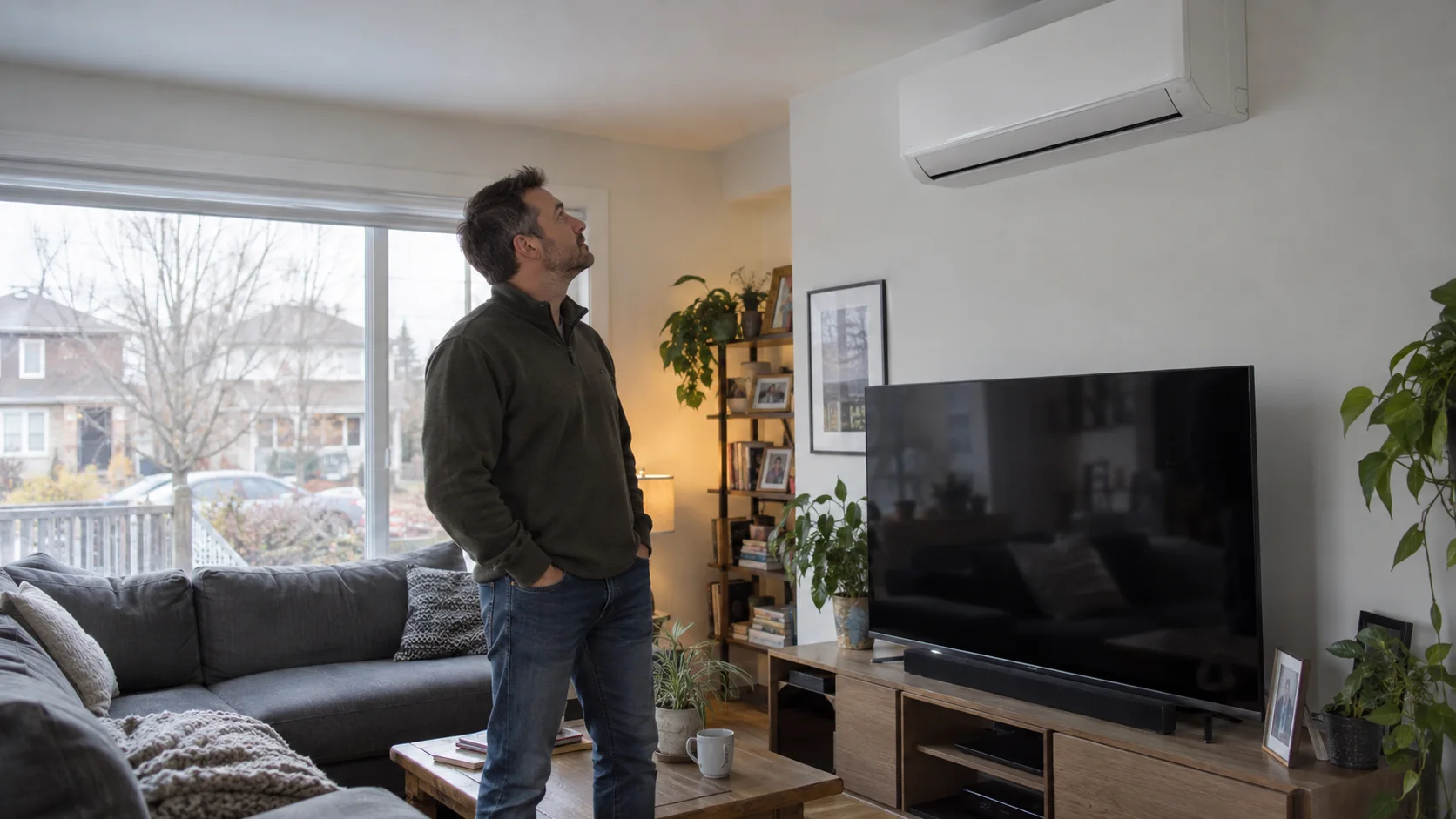 Intérieur résidentiel et équipement de chauffage sans marque